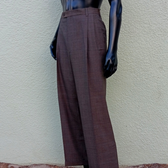 BROOKS BROTHER'S MEN'S WINDOW PANE PURE ITALIAN WOOL PLEATED TROUSERS (ITALY) - Picture 8 of 17
